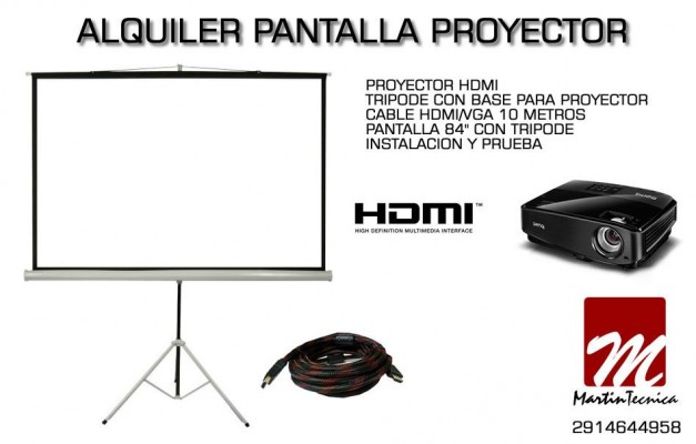 Alquiler pantalla proyector hdmi