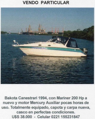 Particular Vende Crucero Bakota Canestrari año 1994